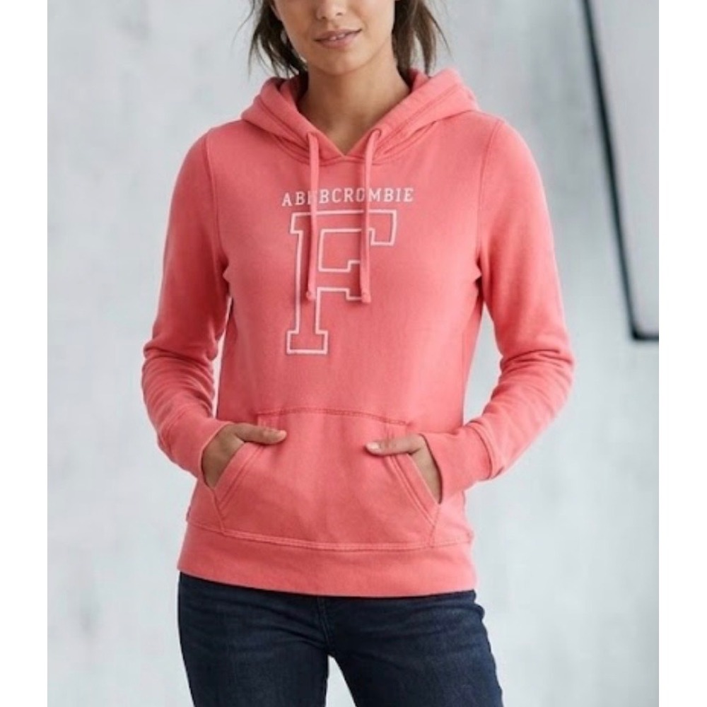 Abercrombie & Fitch Womens Pink Graphic Pullover Hoodie Sweatshirt Size M